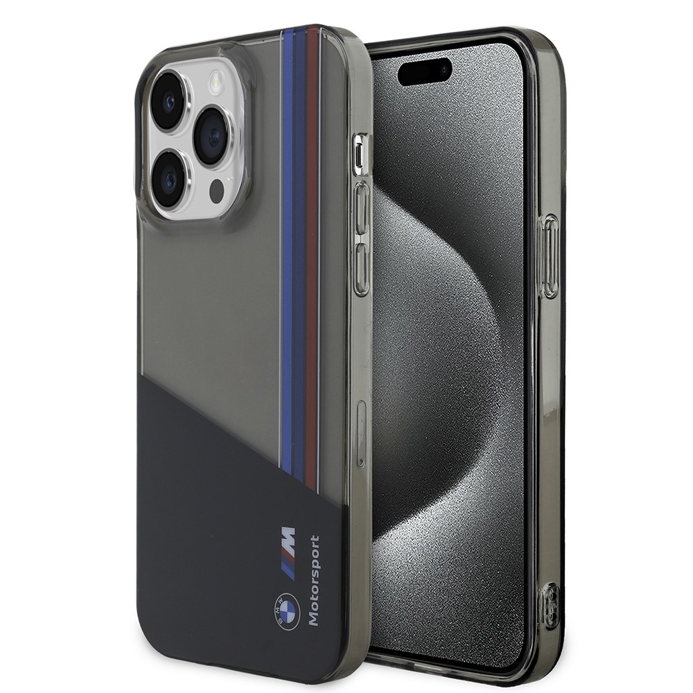 Apple iPhone 14 Pro Max Kılıf BMW Orjinal Lisanslı Yarı Transparan M Dizayn Çizgili Kapak