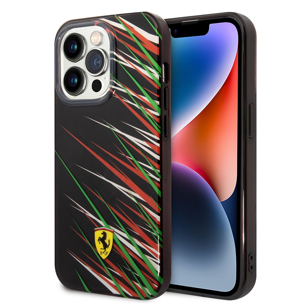 Apple iPhone 14 Pro Max Kılıf Ferrari Orjinal Lisanslı Baskı Logolu Çimen Desenli Kapak