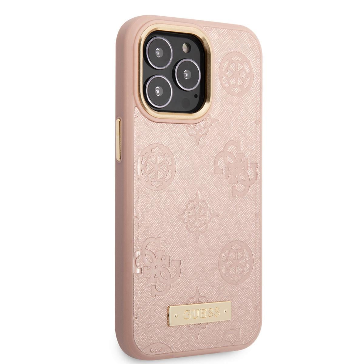 Apple iPhone 14 Pro Max Kılıf GUESS M-safe Şarj Özellikli PU Deri Metal Logolu Kapak