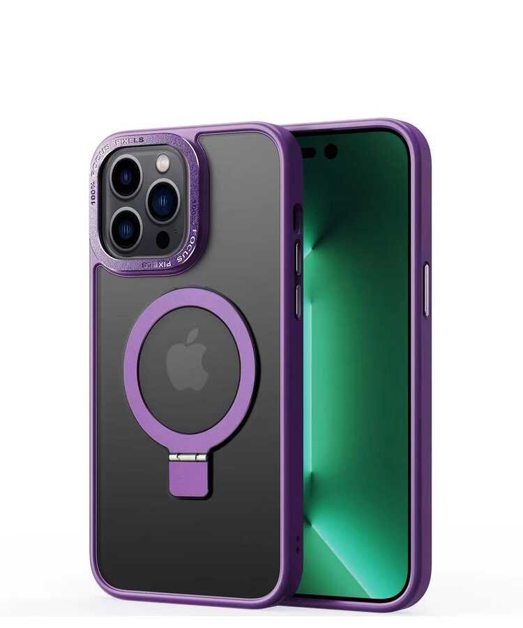 Apple iPhone 14 Pro Max Kılıf M-safe Wireless Şarj Özellikli Standlı Zore Ting Kapak