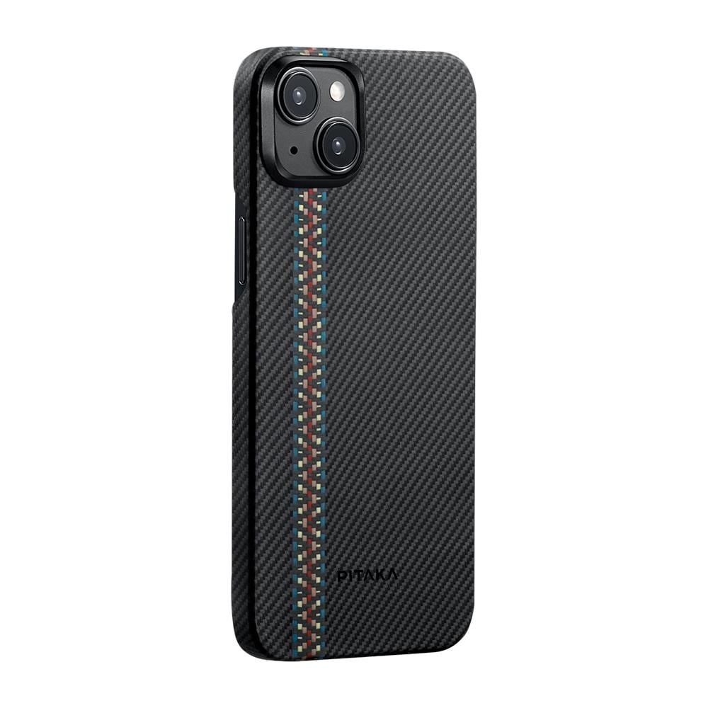 Apple iPhone 15 Kılıf M-safe Şarj Özellikli 600D Aramid Fiber Pitaka Tactile Woven Orchestra Serisi Rhapsody Kapak