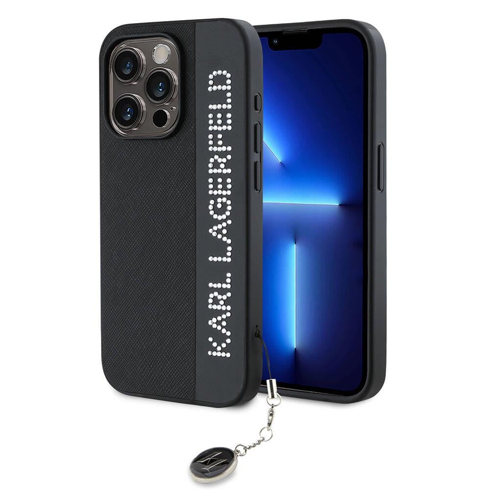 Apple iPhone 15 Pro Kılıf Karl Lagerfeld İkonik Fixed Glitter Metal Logo Orjinal Lisanslı Kapak
