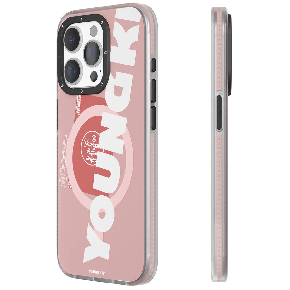 Apple iPhone 15 Pro Kılıf M-safe Şarj Özellikli Youngkit Binfen Serisi Yazı Temalı Kapak