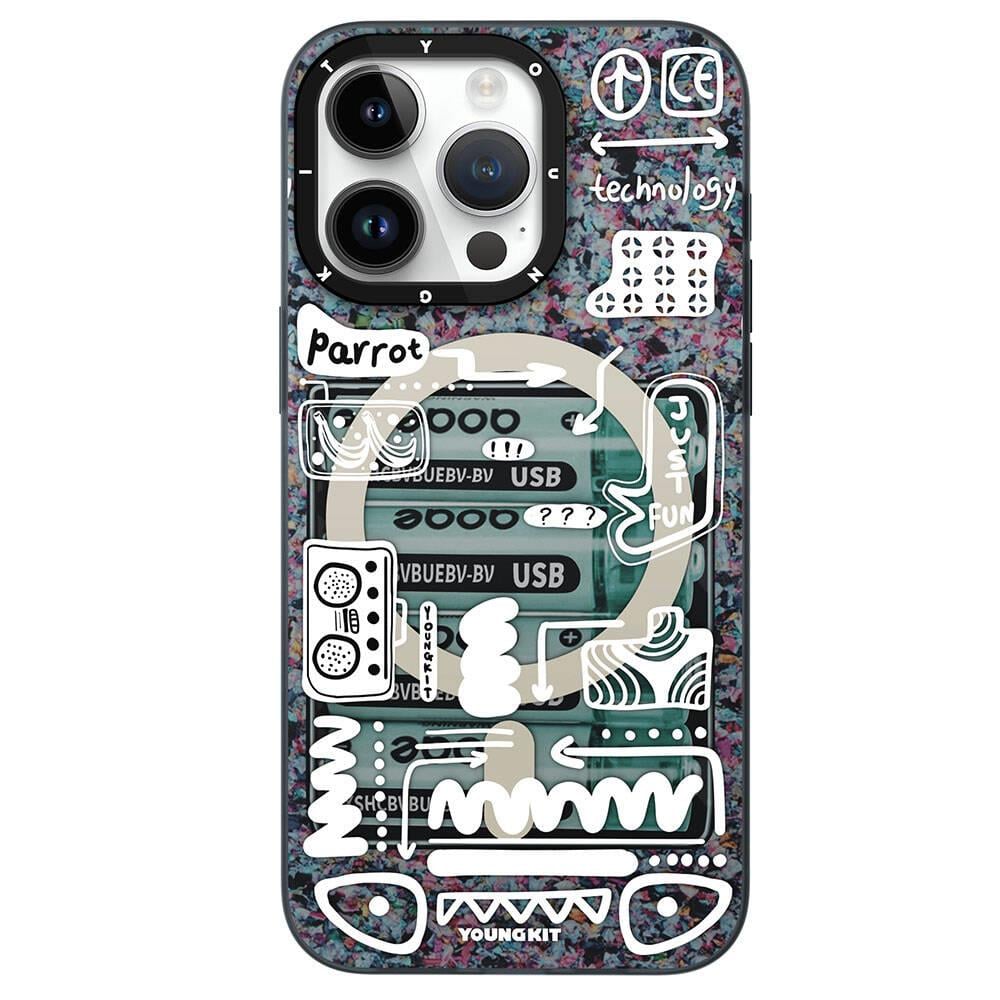 Apple iPhone 15 Pro Kılıf M-safe Şarj Özellikli Youngkit Dark Matter Serisi Kapak