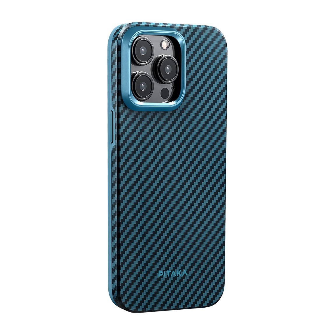 Apple iPhone 15 Pro Kılıf M-safe Şarj Özellikli 1500D Aramid Fiber Pitaka Military-Grade Classic Serisi Black-Grey Twill Kapak