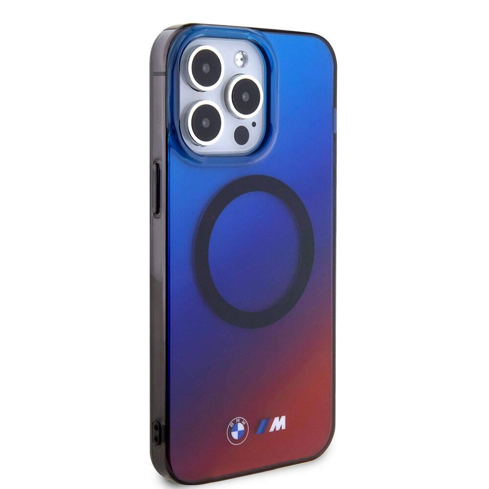 Apple iPhone 15 Pro Max Kılıf BMW M-safe Şarj Özellikli Transparan Renk Geçişli Dizayn Orjinal Lisanslı Kapak