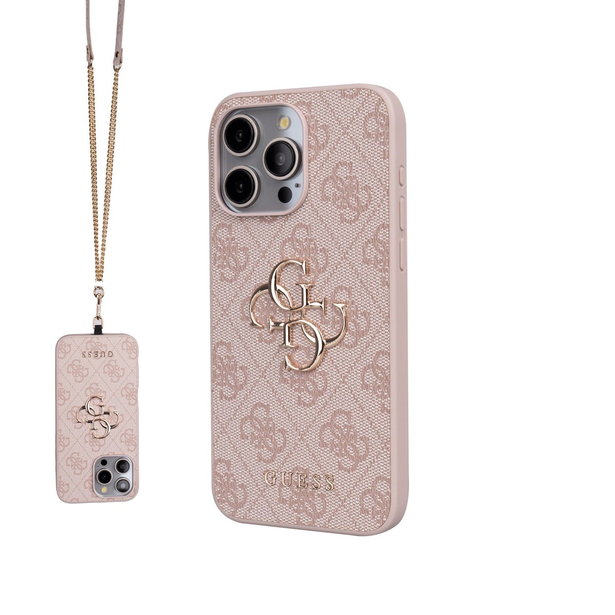 Apple iPhone 15 Pro Max Kılıf Guess Orjinal Lisanslı PU Deri 4G Büyük Metal Logolu Çapraz Vücut Askılı Kapak