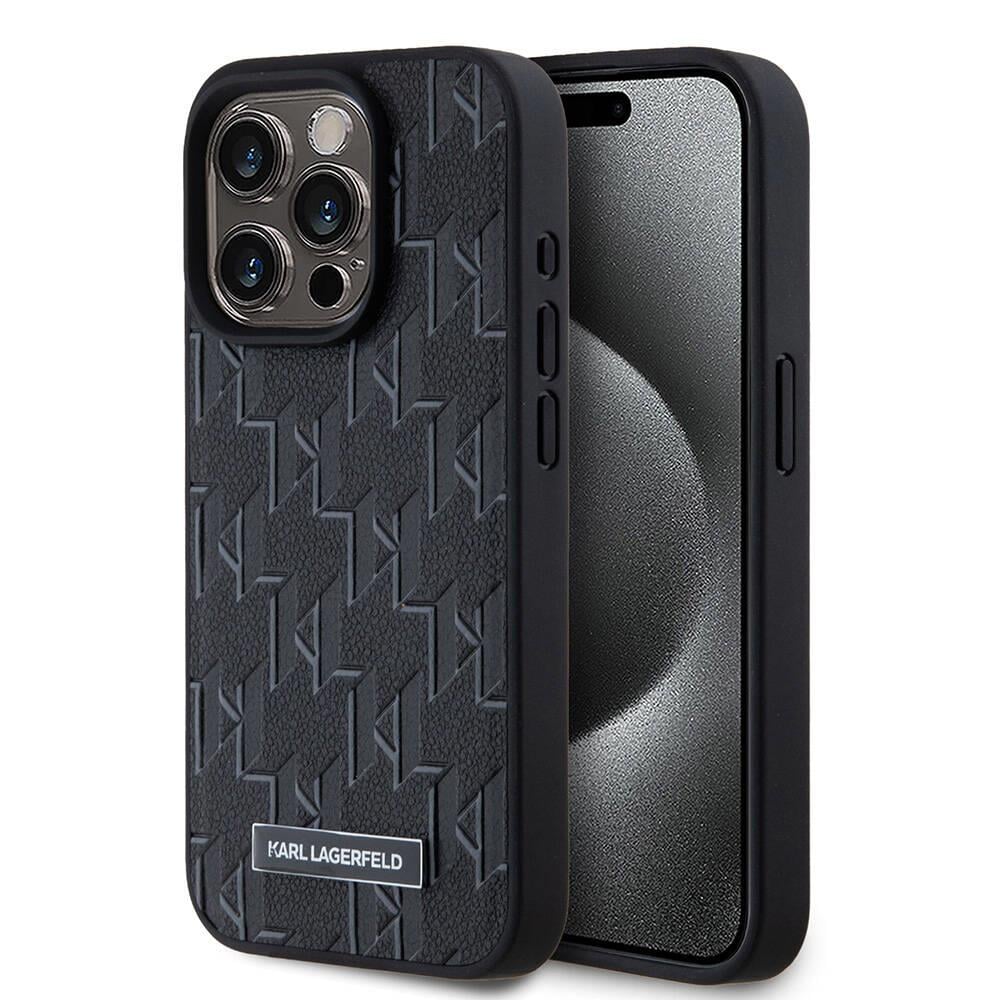 Apple iPhone 15 Pro Max Kılıf Karl Lagerfeld Orjinal Lisanslı M-safe Şarj Özellikli KL Yazılı Hot Stamp Kapak