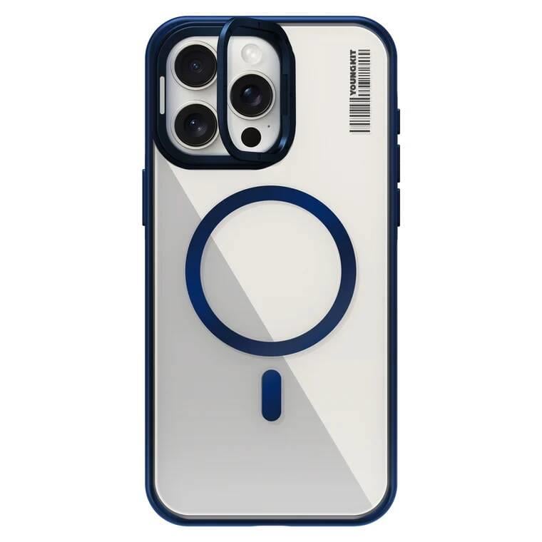 Apple iPhone 15 Pro Max Kılıf M-safe Şarj Özellikli Sararma Önleyici Youngkit Crystal Grid Kapak