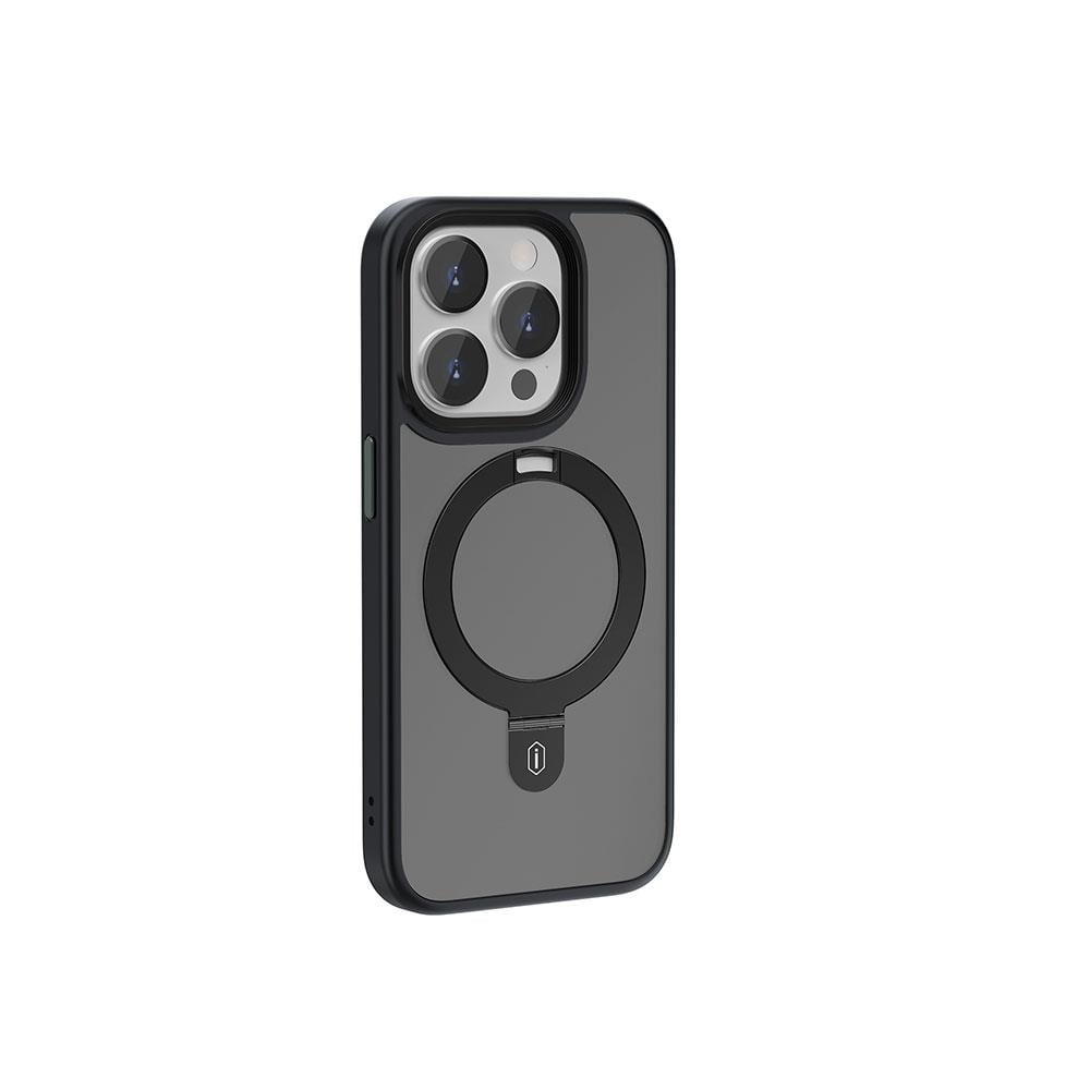 Apple iPhone 15 Pro Max Kılıf Wiwu ZMM-010 M-safe Şarj Özellikli Mat Arka Yüzey Standlı Kapak