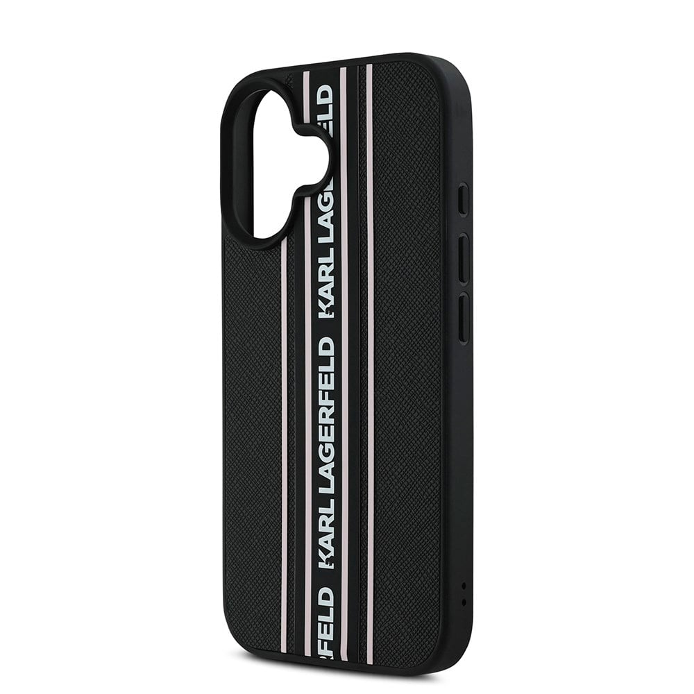 Apple iPhone 16 Kılıf Karl Lagerfeld Orjinal Lisanslı M-safe Şarj Özellikli KL Yazılı Hot Stamp Kapak