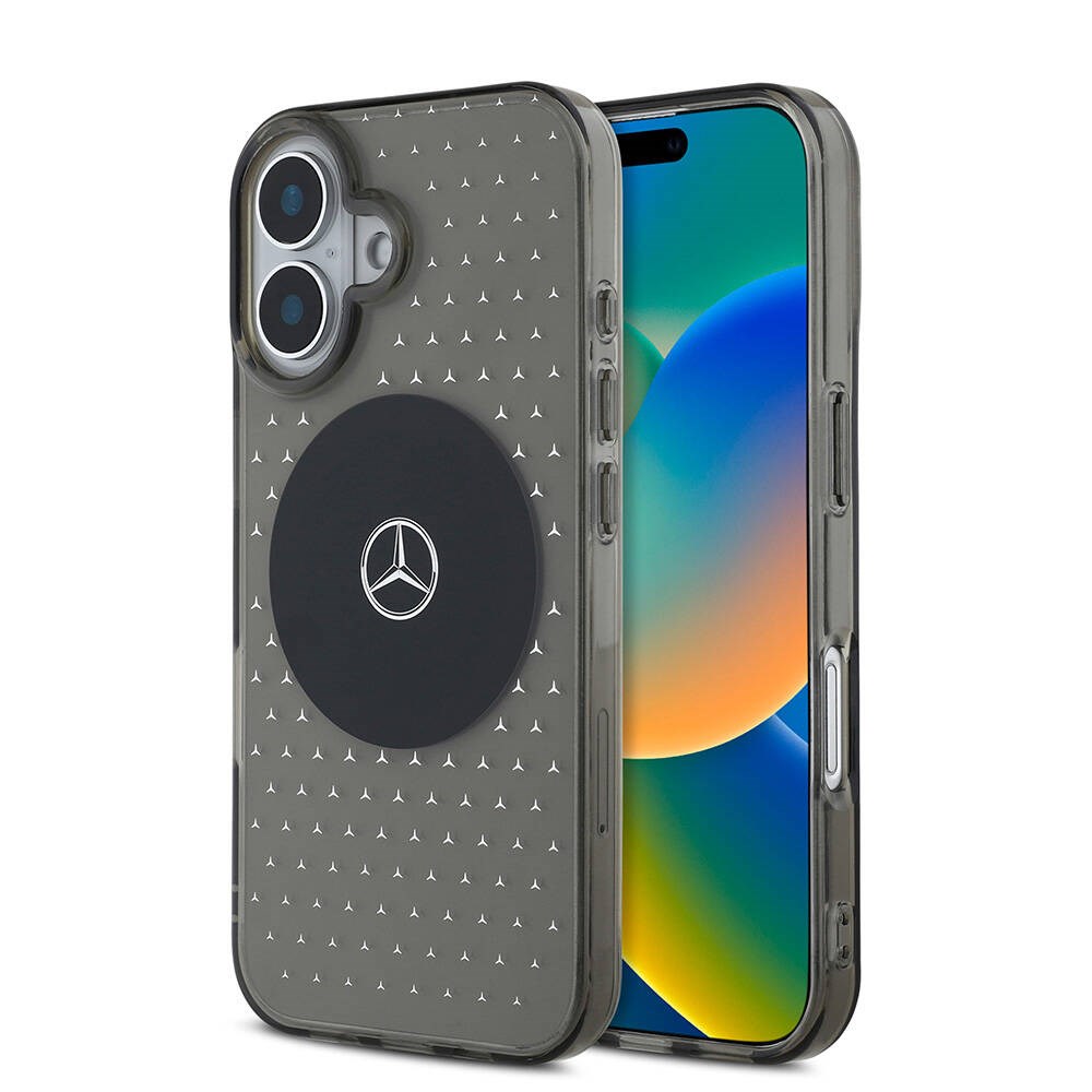 Apple iPhone 16 Kılıf Mercedes Benz Orjinal Lisanslı M-safe Şarj Özellikli Yıldız Desenli Transparan Kapak