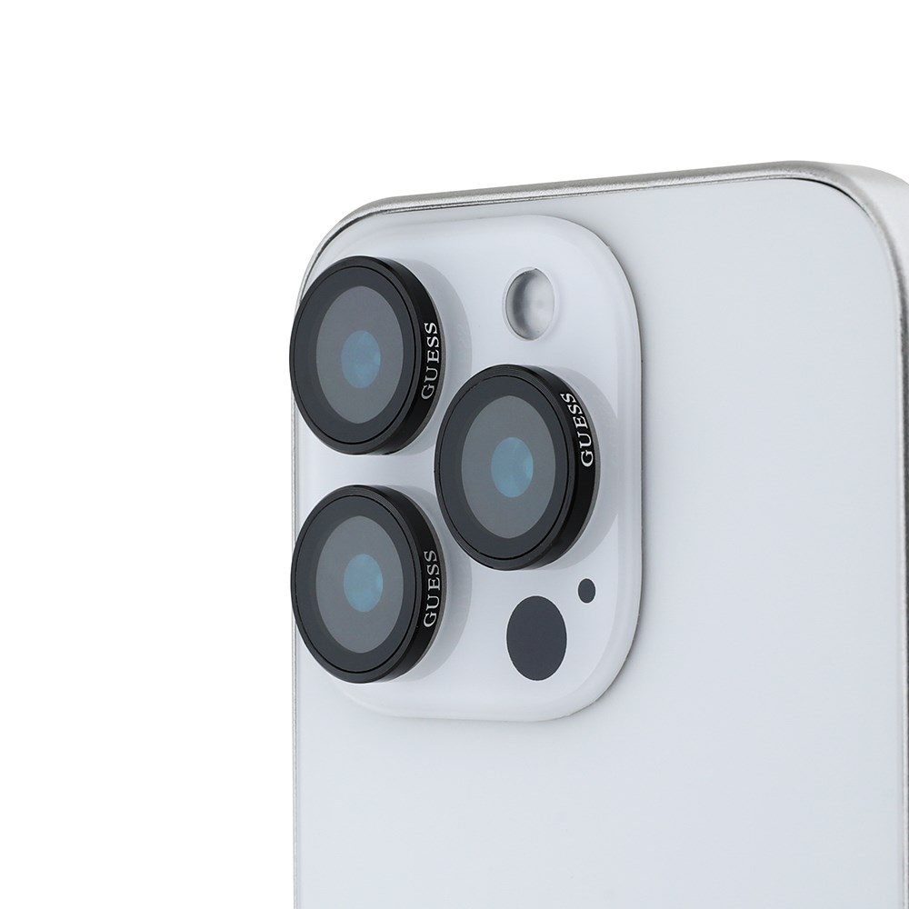 Apple iPhone 16 Pro Guess Orjinal Lisanslı Metal Kamera Lens Koruyucu