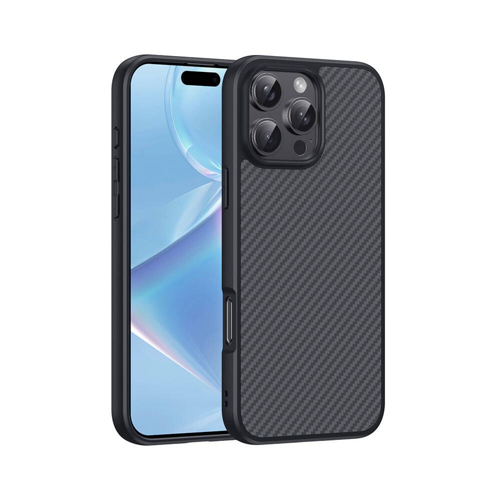 Apple iPhone 16 Pro Kılıf M-safe Şarj Özellikli Karbon Fiber Tasarımlı Zore Elnino Kapak