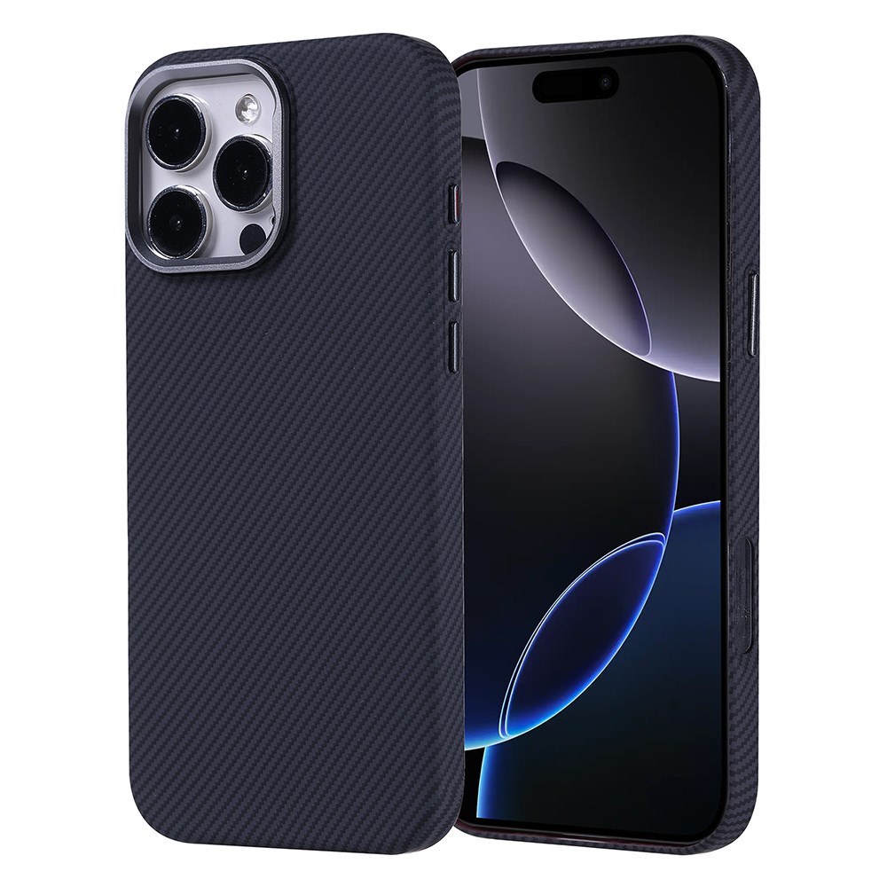Apple iPhone 16 Pro Kılıf M-safe Şarj Özellikli Karbon Fiber Görünümlü Zore Nekst Kapak