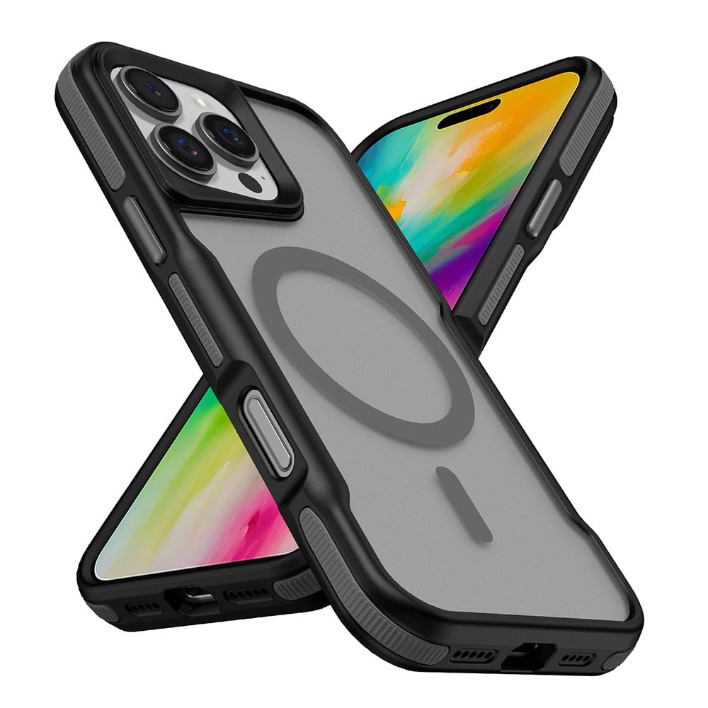 Apple iPhone 16 Pro Kılıf M-safe Şarj Özellikli Renkli Kenar Airbag Şeritli Zore Lamer Kapak