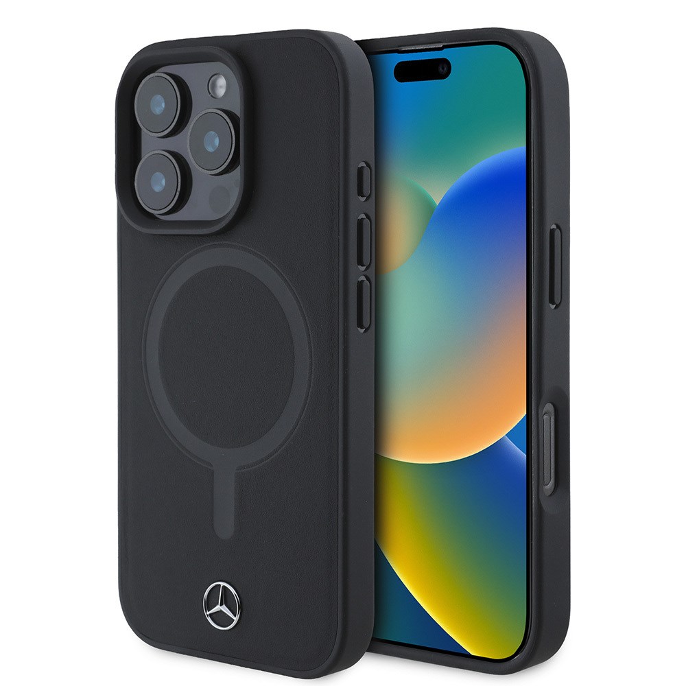 Apple iPhone 16 Pro Kılıf Mercedes Benz M-safe Şarj Özellikli Yumuşak Deri Orjinal Lisanslı Kapak