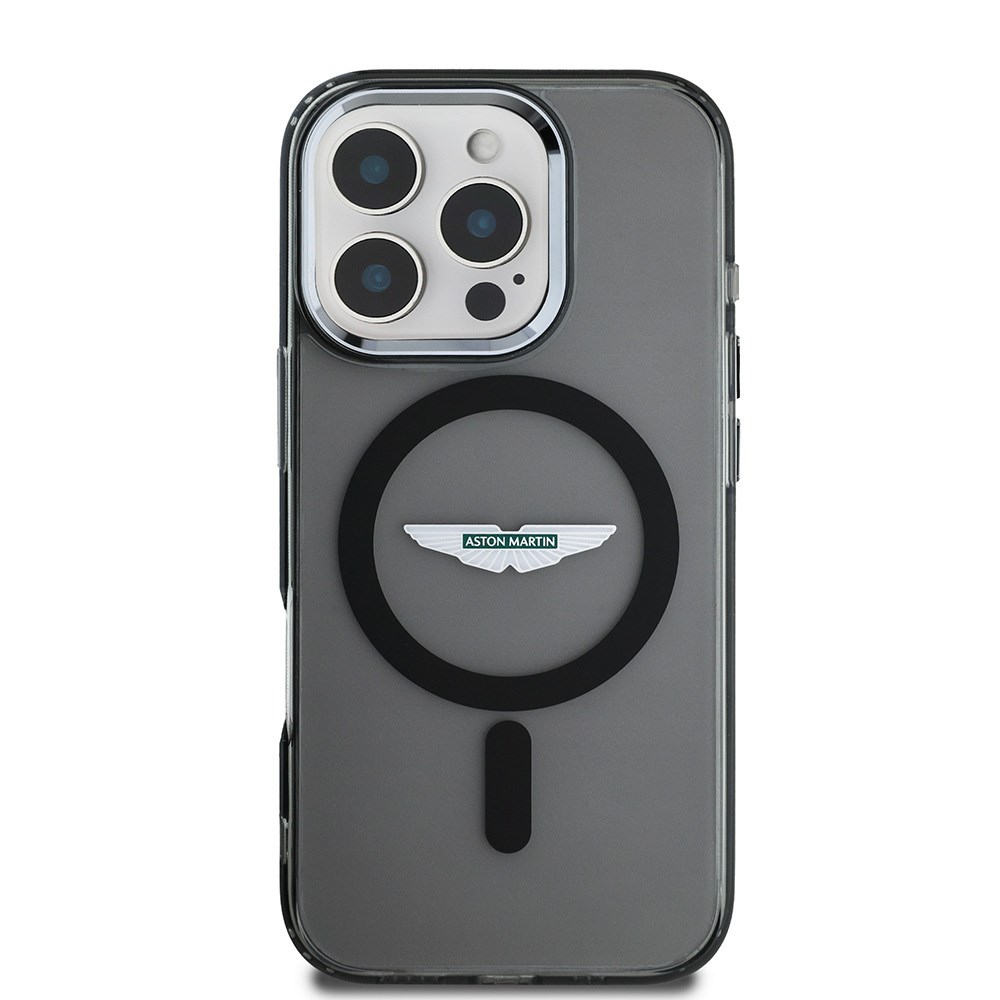 Apple iPhone 16 Pro Max Kılıf Aston Martin Orjinal Lisanslı M-safe Şarj Özellikli IML Baskı Logolu Buzlu Kapak