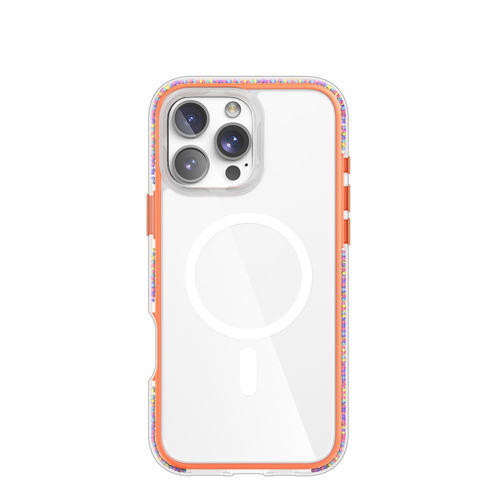 Apple iPhone 16 Pro Max Kılıf M-safe Şarj Özellikli Raptic AirJoy Serisi Boncuk Tasarımlı Şeffaf Kapak