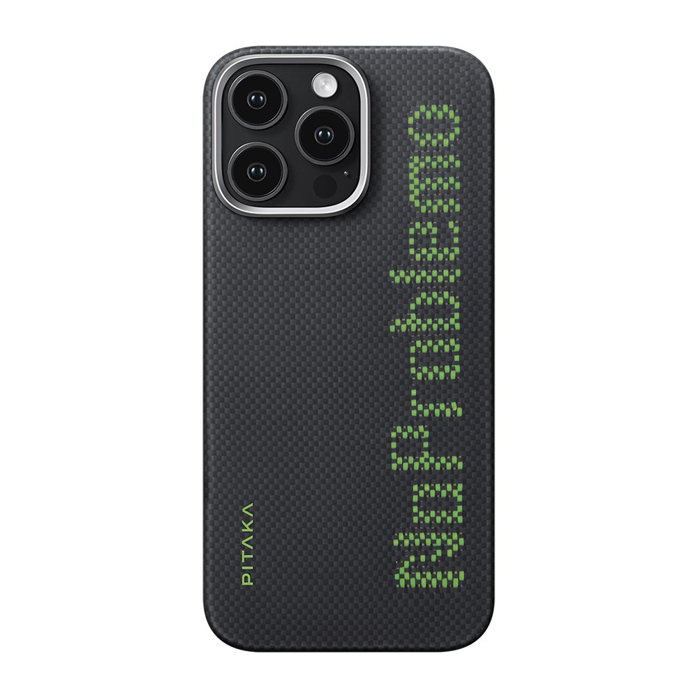 Apple iPhone 16 Pro Max Kılıf M-safe Şarj Özellikli Lumintex Teknolojili Fosforlu Aramid Fiber Pitaka Tactile Woven Aries Serisi NoProblemo Kapak