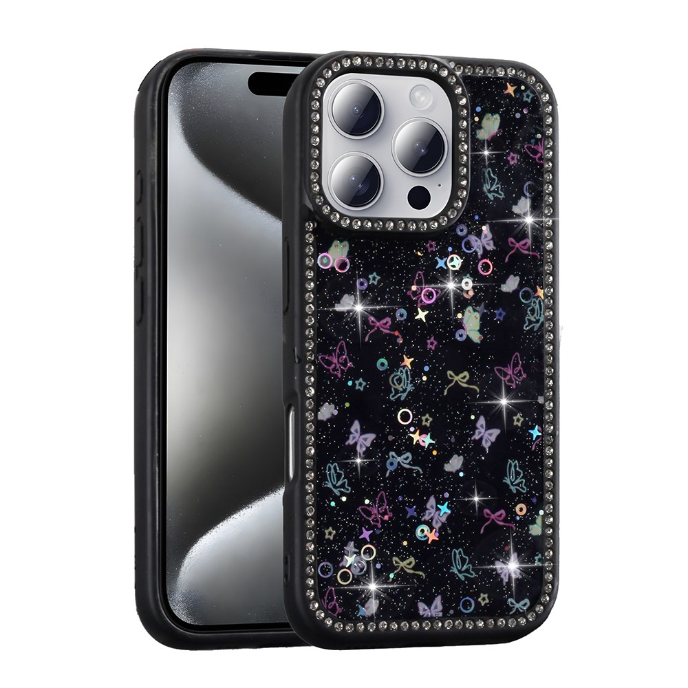 Apple iPhone 16 Pro Max Kılıf Taşlı ve Simli Tasarım Zore Azra Kapak