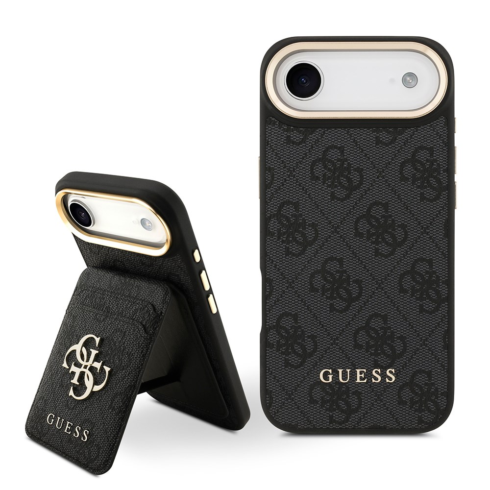 Apple iPhone 17 Air Kılıf Guess Orjinal Lisanslı M-safe Şarj Özellikli 4G Metal Büyük Logolu Kartlıklı Kapak