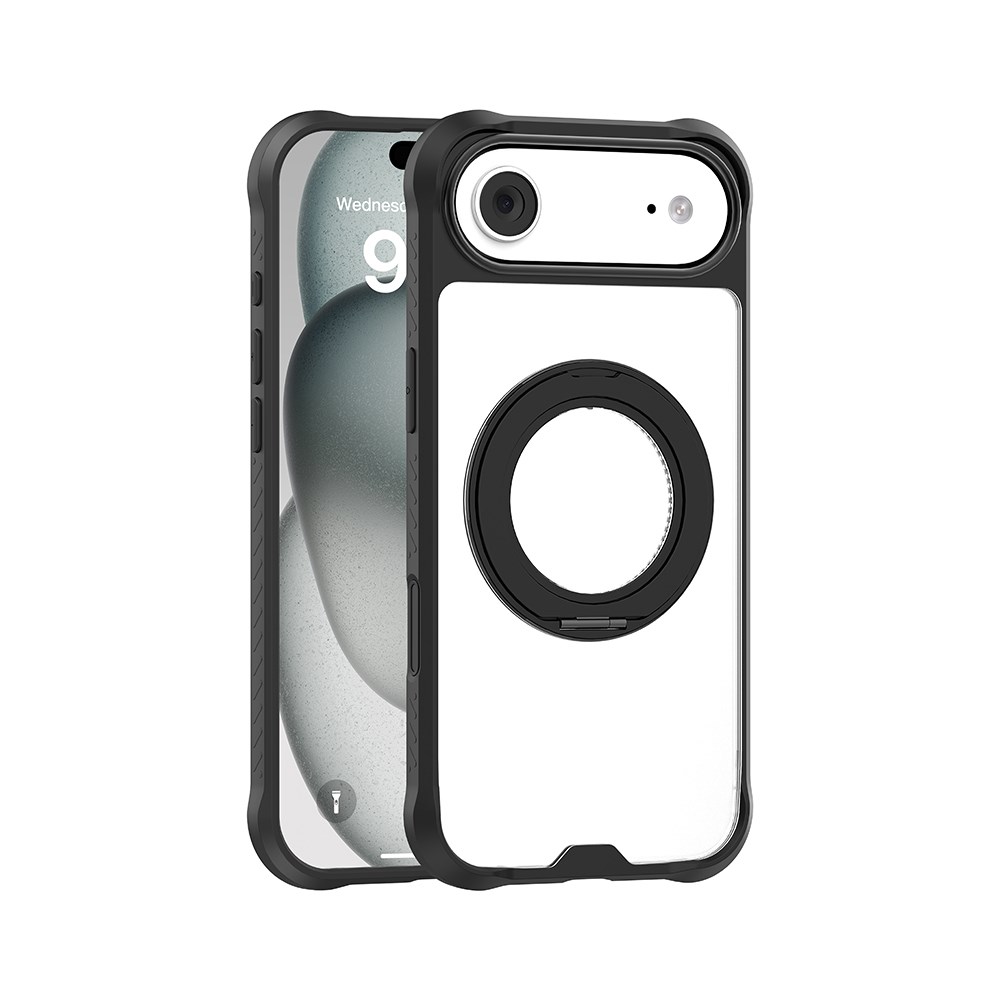 Apple iPhone 17 Air Kılıf M-safe Şarj Özellikli Parmak Ring Standlı Airbag Tasarımlı Mutural Obsidian Serisi Kapak