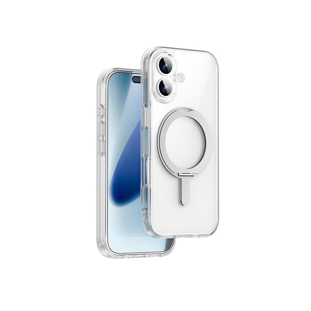 Apple iPhone 17 Kılıf M-safe Şarj Özellikli Wiwu MCC-201 iShield Ultra Serisi Standlı Crystal Sert PC Kapak