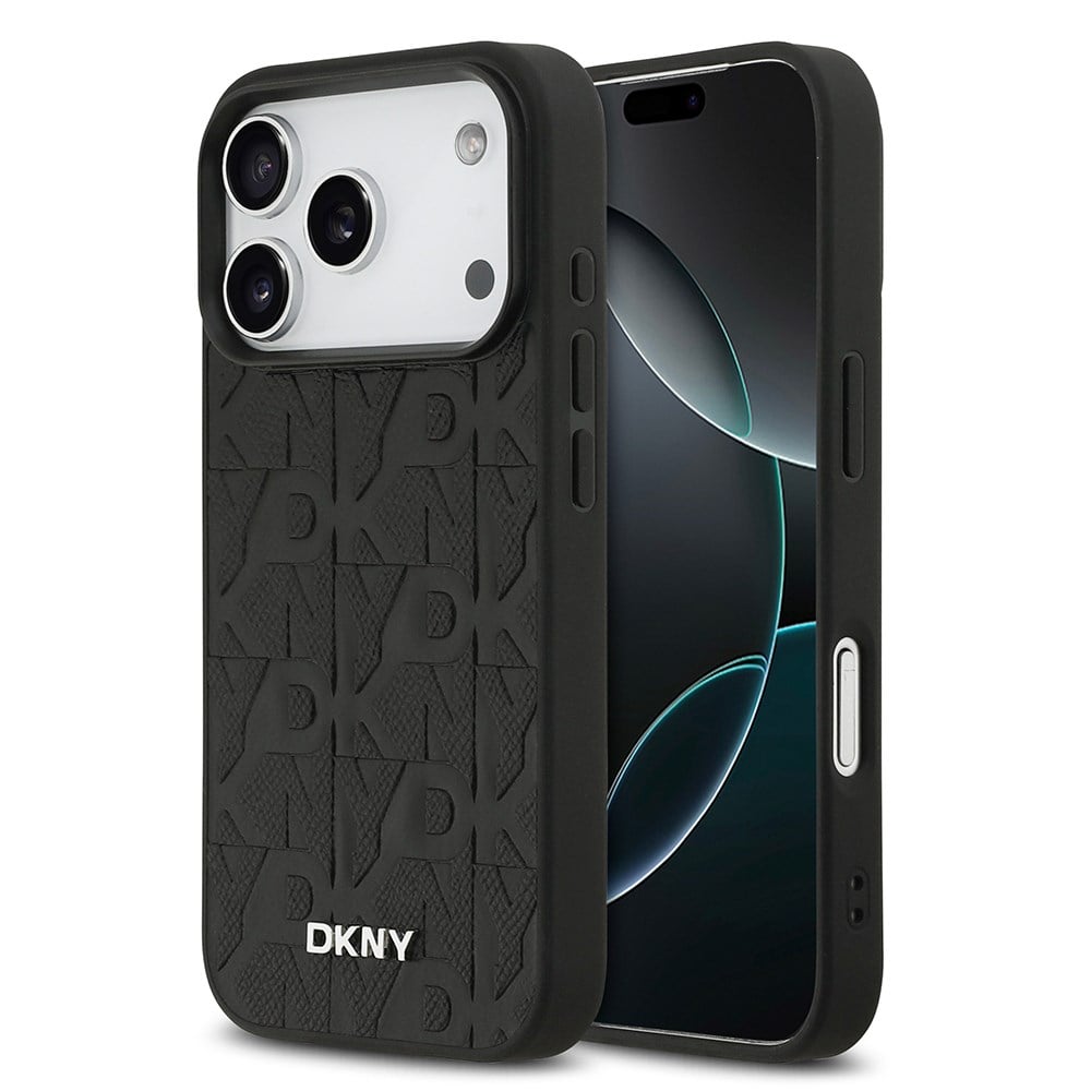 Apple iPhone 17 Pro Kılıf DKNY Orjinal Lisanslı M-safe Şarj Özellikli 3D Yazılı Grid Pattern Kapak
