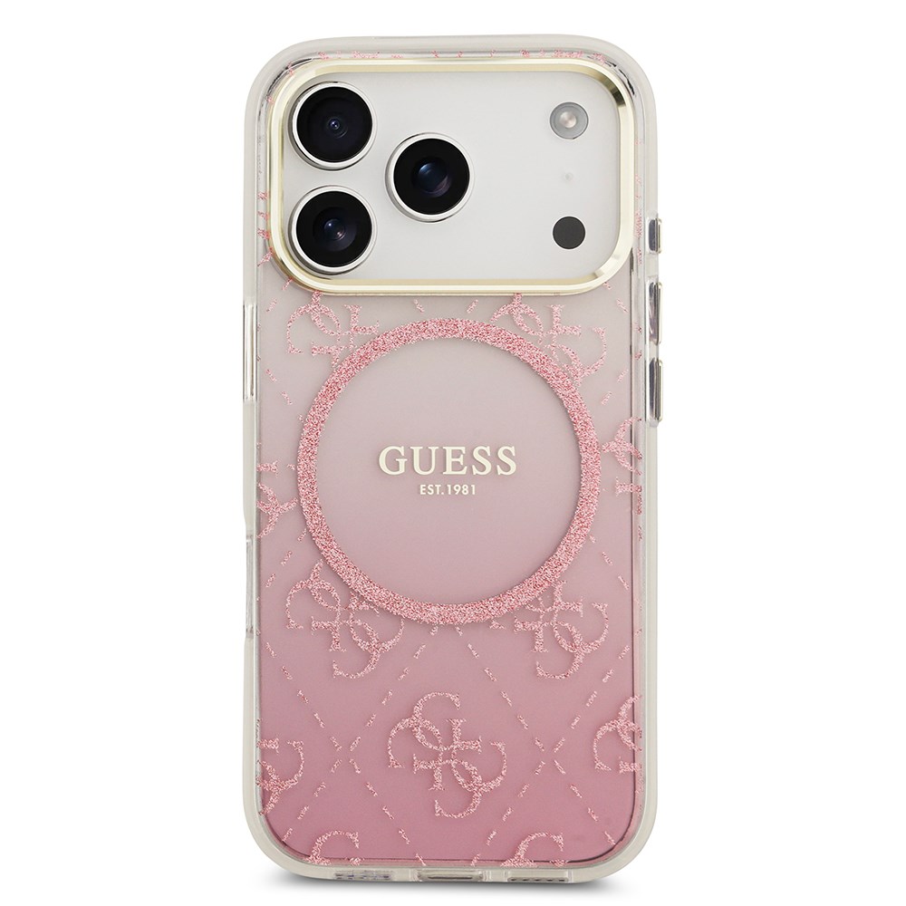 Apple iPhone 17 Pro Kılıf Guess Orjinal Lisanslı M-safe Şarj Özellikli 4G Metal Büyük Logolu Kartlıklı Kapak