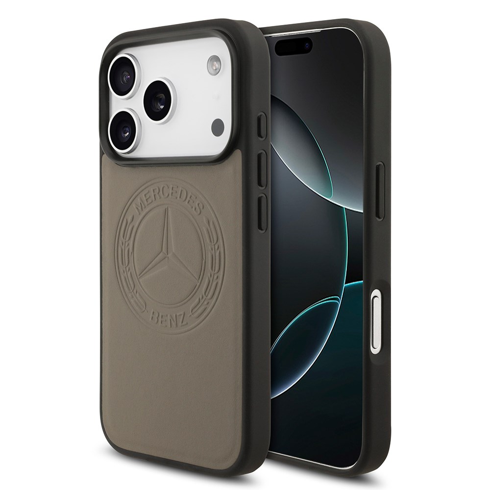 Apple iPhone 17 Pro Kılıf Mercedes Benz Orjinal Lisanslı M-safe Şarj Özellikli Hakiki Deri Nostaljik Yıldız Dizayn Kapak