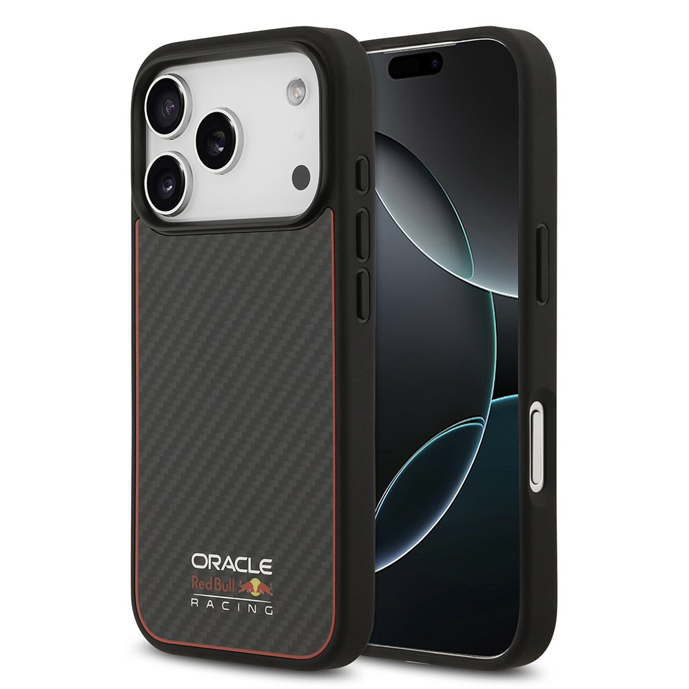 Apple iPhone 17 Pro Kılıf Redbull Orjinal Lisanslı M-safe Şarj Özellikli Karbon Fiber Parlayan Logolu Kapak