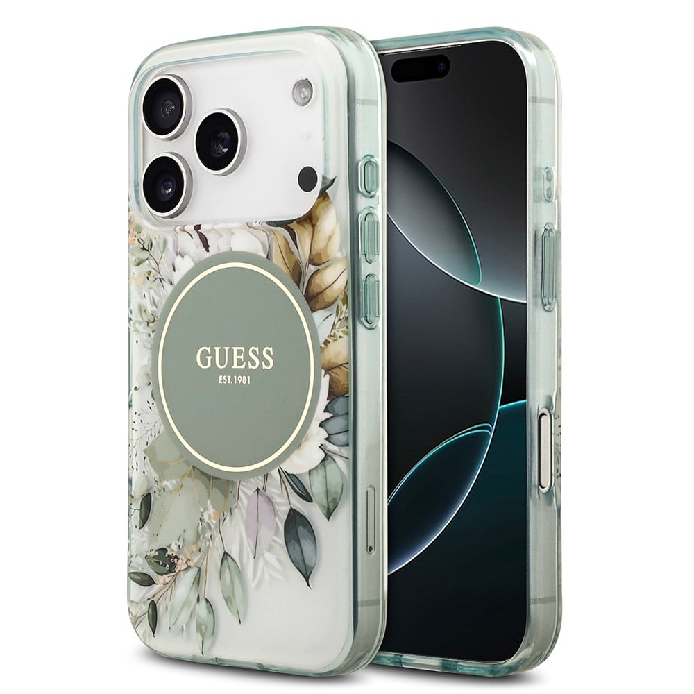 Apple iPhone 17 Pro Max Kılıf Guess Orjinal Lisanslı M-safe Şarj Özellikli Flower Tonal Circle Kapak
