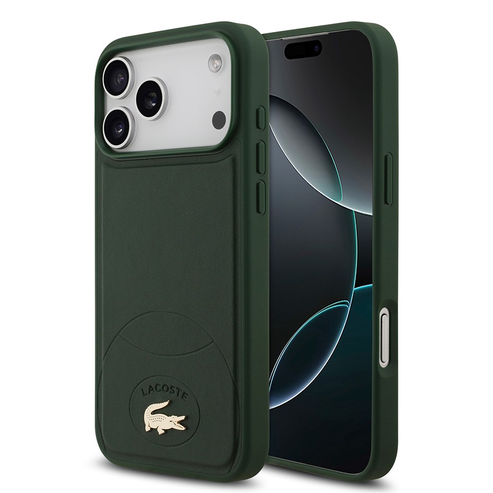 Apple iPhone 17 Pro Max Kılıf Lacoste Orjinal Lisanslı M-safe Şarj Özellikli PU Deri Tasarımlı Metal Logolu Kapak