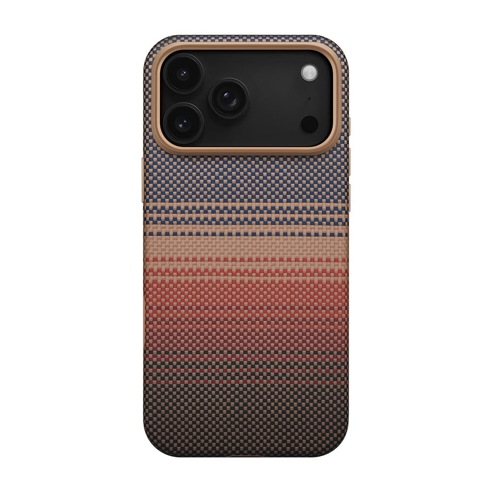 Apple iPhone 17 Pro Max Kılıf M-safe Şarj Özellikli Aramid Fiber Pitaka Military-Grade Sunset-Moonrise Serisi Kapak