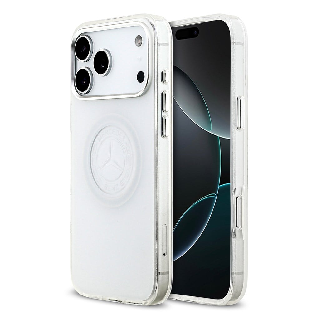 Apple iPhone 17 Pro Max Kılıf Mercedes Benz Orjinal Lisanslı M-safe Şarj Özellikli Buzlu PC Nostaljik Yıldız Dizayn Kapak