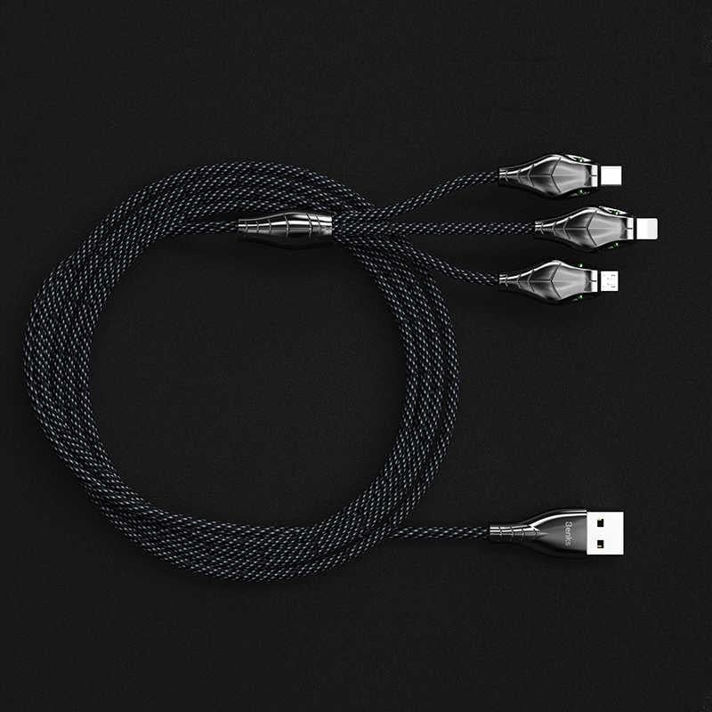Benks D27 3 in 1 Snake Lightning+Micro+Type-C Kablo 1.5M