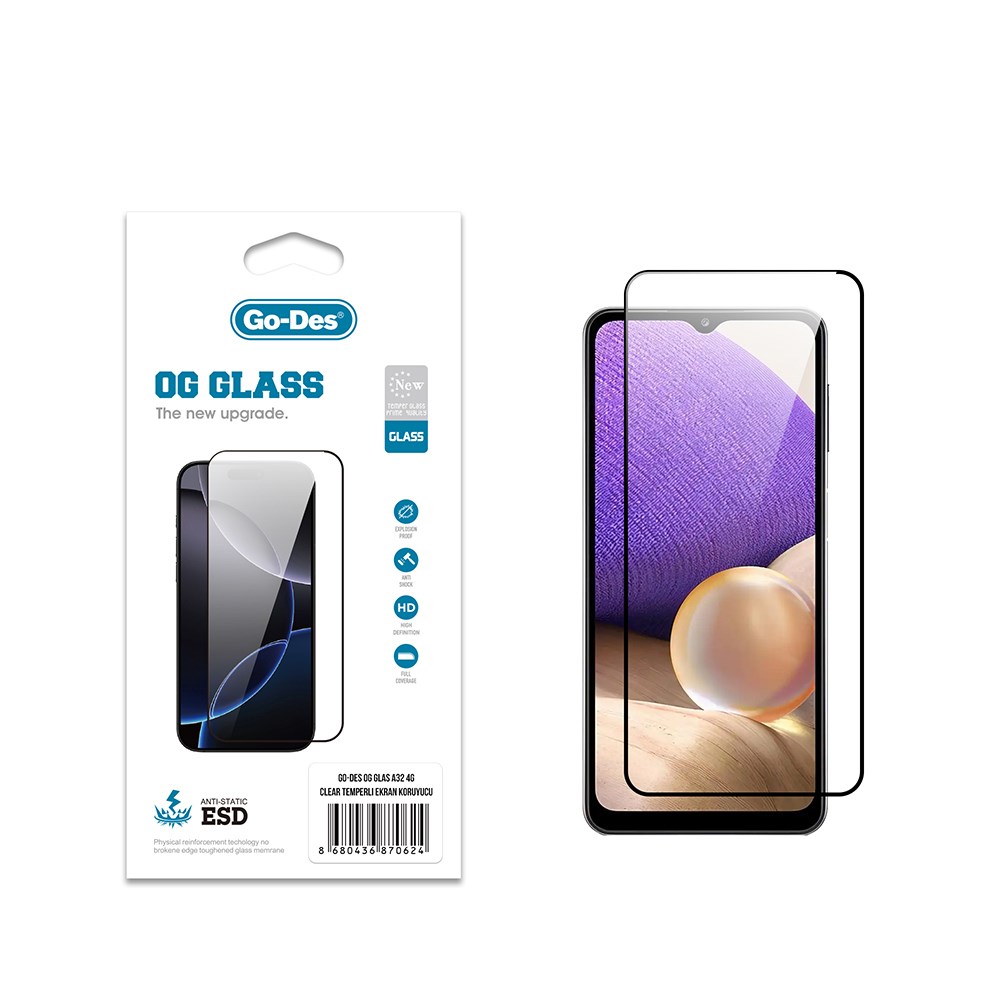 Galaxy A32 4G Go Des OG Glass Antistatik Temperli Cam Ekran Koruyucu