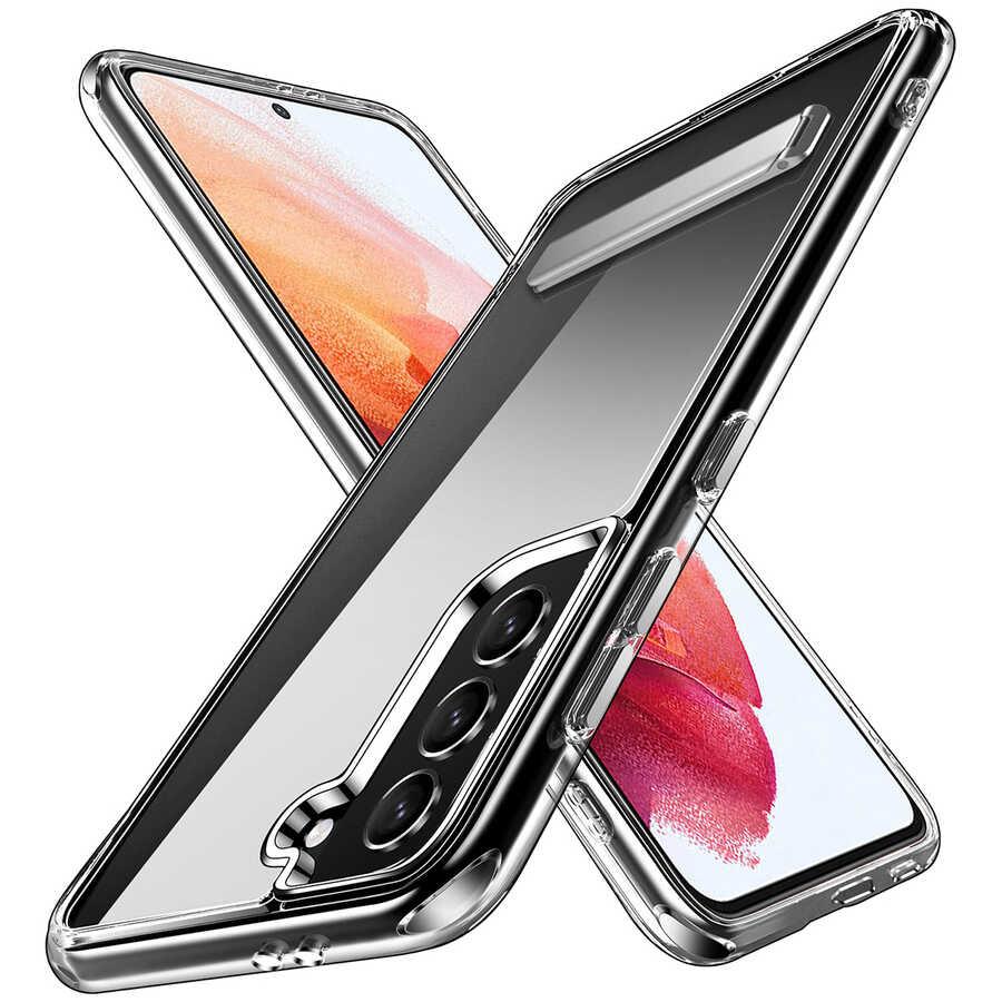 Galaxy S21 FE Kılıf Standlı Şeffaf Silikon Zore L-Stand Kapak