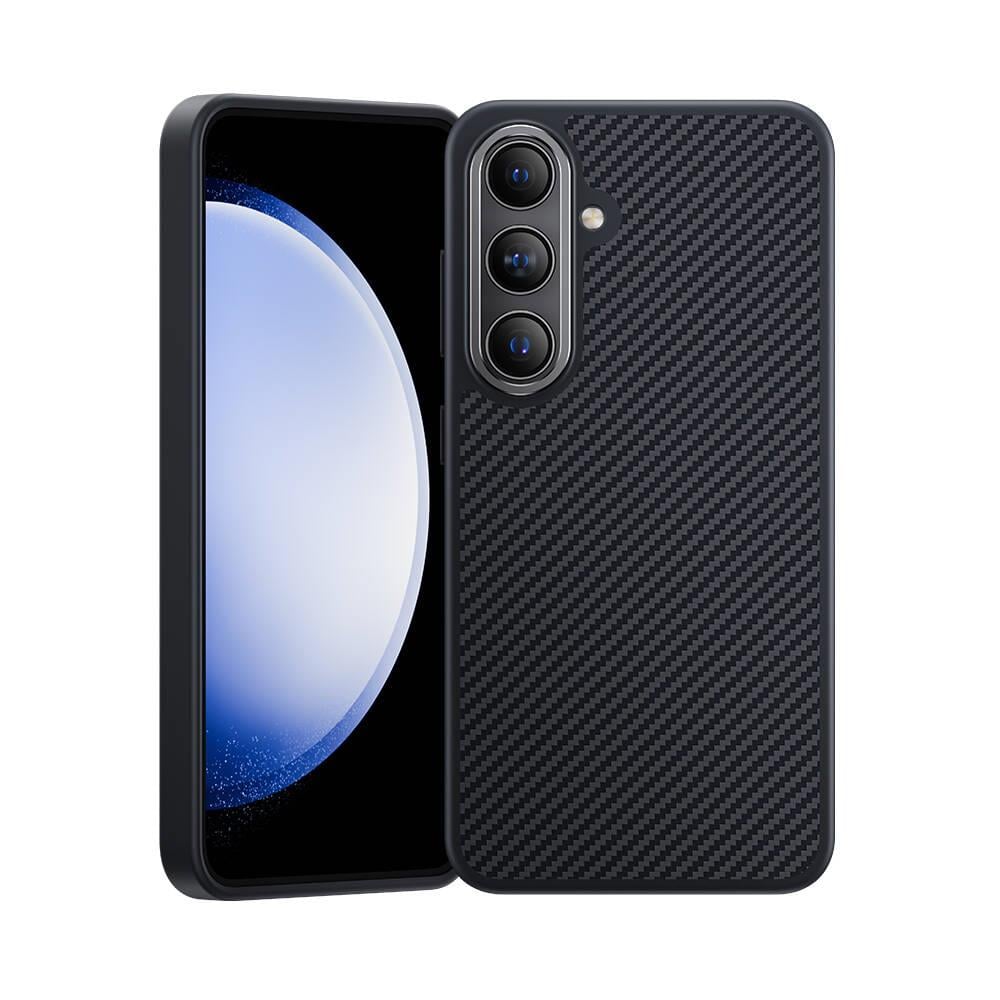 Galaxy S24 Plus Kılıf Karbon Fiber M-safe Şarj Özellikli Benks Hybrid ArmorPro 600D Kevlar Kapak