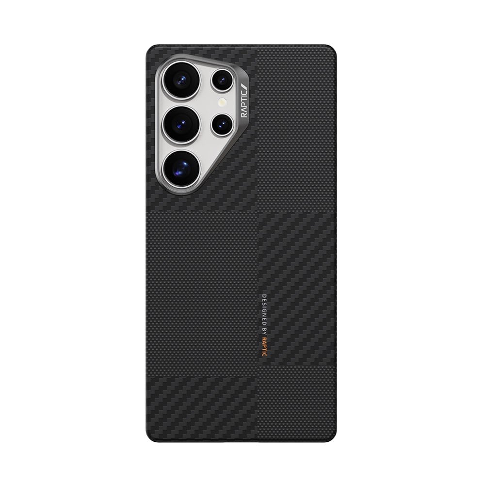 Galaxy S25 Ultra Kılıf M-safe Şarj Özellikli 600D Metal Kamera Çerçeveli Raptic Aramid Fiber Croxx Mondrian Serisi Kapak