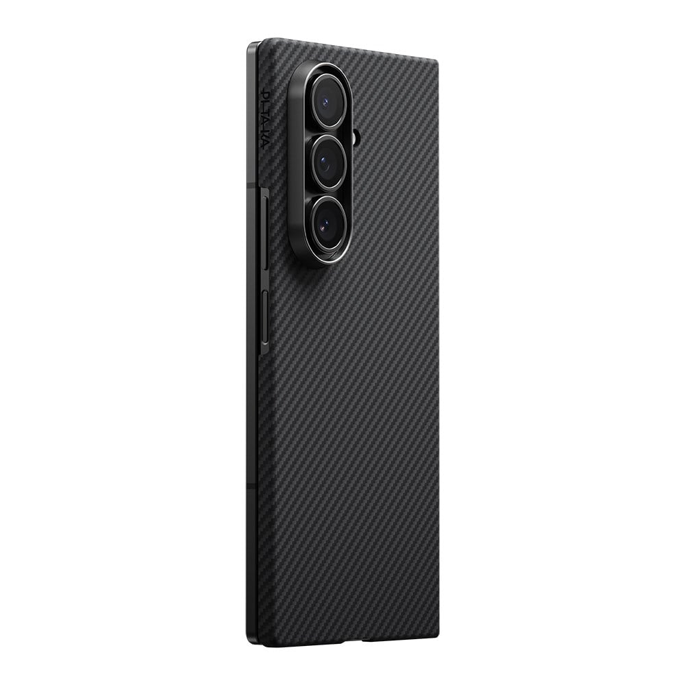 Galaxy Z Fold 7 Kılıf M-safe Şarj Özellikli 600D Aramid Fiber Pitaka Ultra-Slim Classic Serisi Black-Grey Twill Kapak