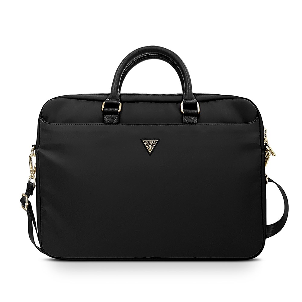 Guess Orjinal Lisanslı Naylon Kumaş Metal Üçgen Logolu Omuz Askılı 15-16 inç Laptop Çantası