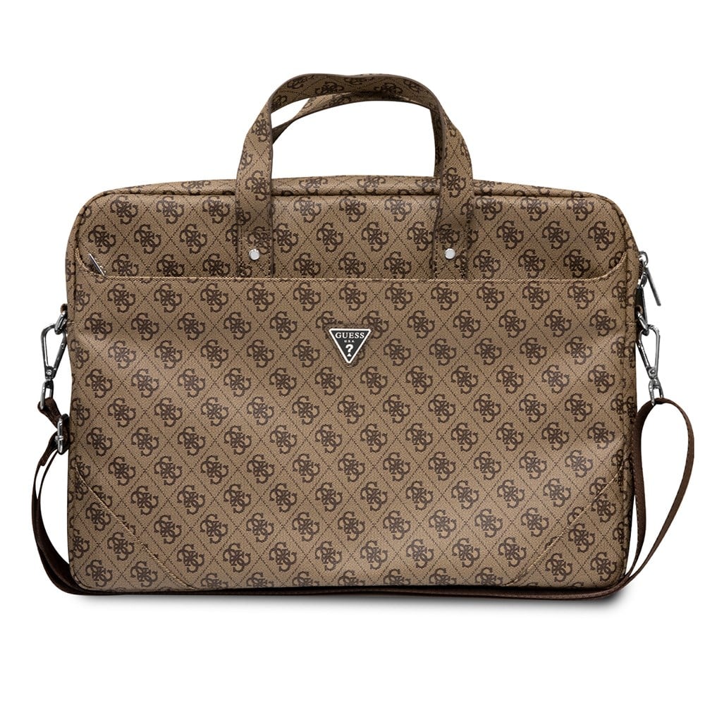 Guess Orjinal Lisanslı Sıcak Damgalı 4G Desenli Üçgen Logolu Omuz Askılı 15-16 inç Laptop Çantası