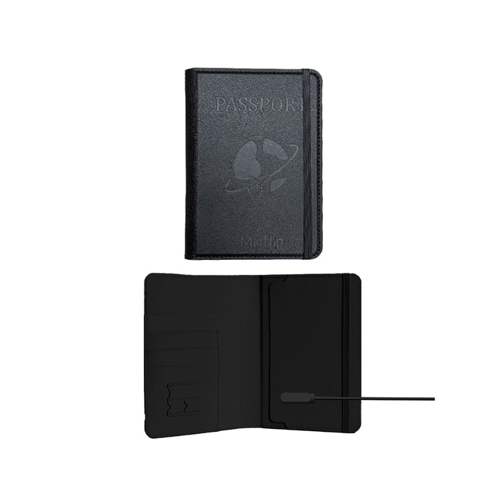 Micflip K02 iOS Cihazlar İçin FindMy Özellikli Pasaport Kart ve Sim Bölmeli Mikrofiber Deri Cüzdan