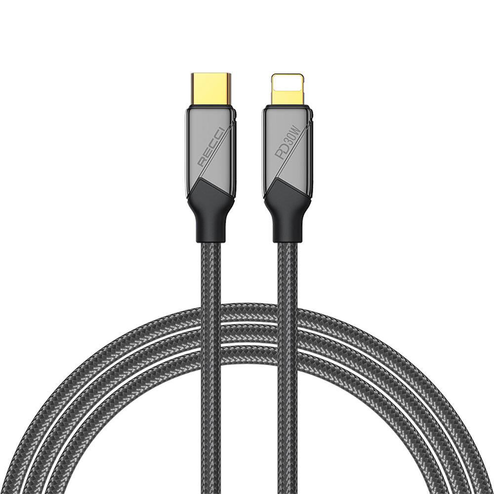 Recci RS18CL Voyage Serisi Type-C to Lightning PD 30W Hızlı Şarj Özellikli Data ve Şarj Kablosu 1.5M