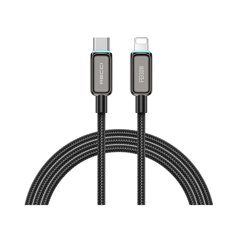 Recci RS42CL Lamp Display Serisi Type-C to Lightning PD 30W Hızlı Şarj Özellikli Data ve Şarj Kablosu 1.5M