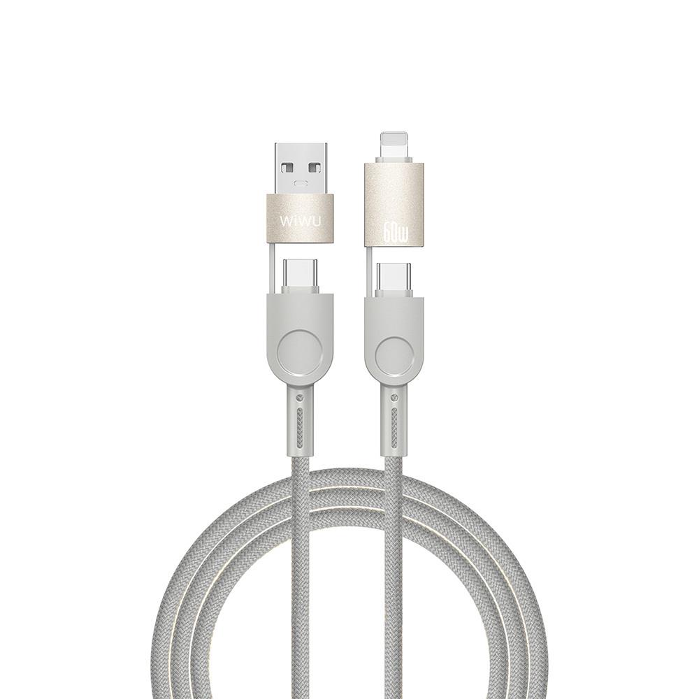 Wiwu 4in1 Raptor Serisi Çoklu USB-A + Type-C to Type-C + Lightning Şarj ve Data Kablosu 60W 200cm