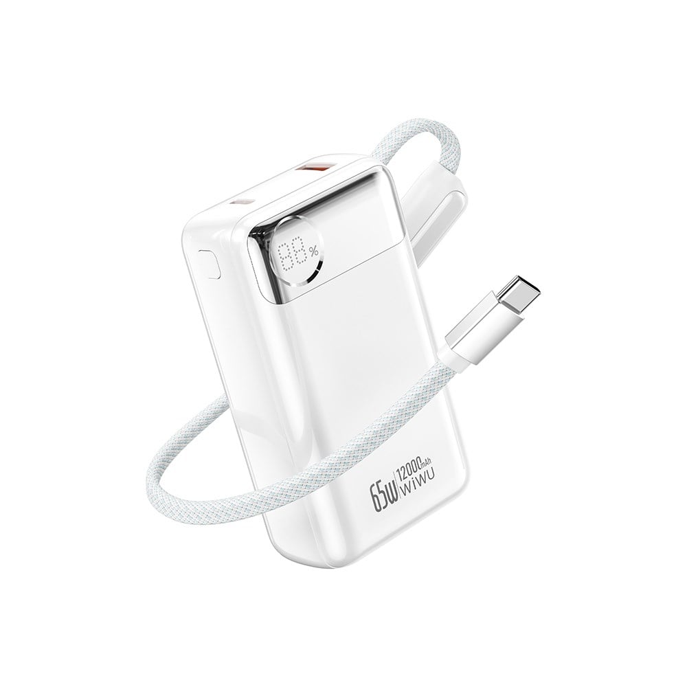 Wiwu T132 Power Plus Serisi Type-C Kablolu PD Powerbank 65W 12000mAh