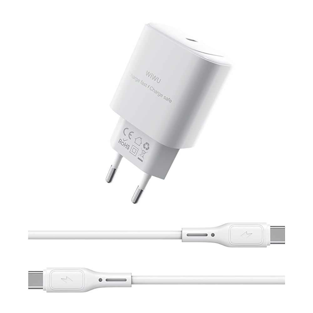 Wiwu Wi-G008 Essen Serisi GaN Tech PD Hızlı Şarj Başlığı Type-C to Type-C PD 30W Kablolu Şarj Seti